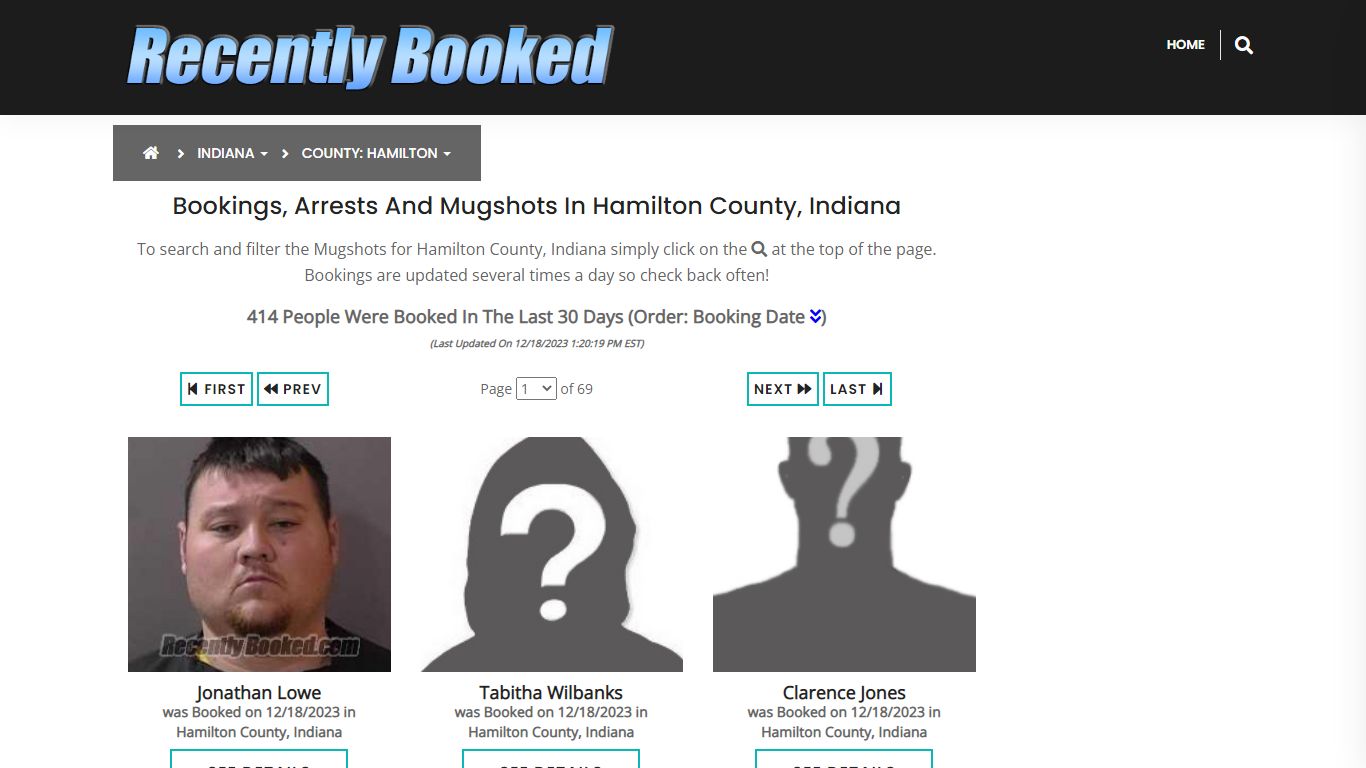 Recent bookings, Arrests, Mugshots in Hamilton County, Indiana